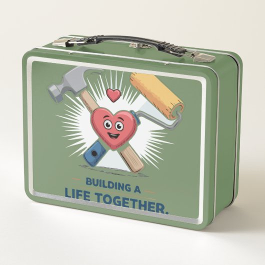 建物を一緒に過ごす | かわいいDIYカップルホーム メタルランチボックス (裏面)