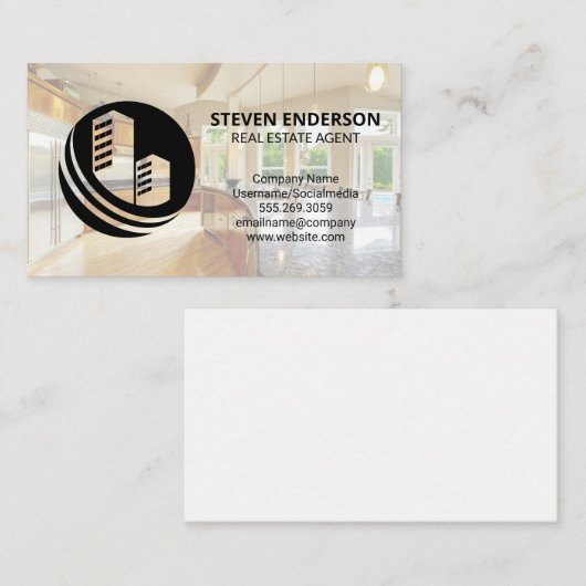 建物アイコン |不動産実在代理業者 名刺 (正面/裏面)