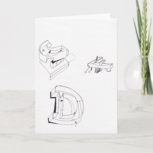 建物ゲームCLDモノグラムスケッチ15カード ノートカード (正面)