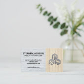 建物サービスホワイトブリックウォール |木目パネル 名刺 (スタンド正面)