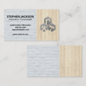 建物サービスホワイトブリックウォール |木目パネル 名刺 (正面/裏面)