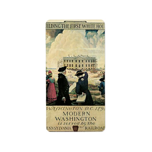 建物ザファーストホワイトハウス旅行ポスター ラベル (正面)