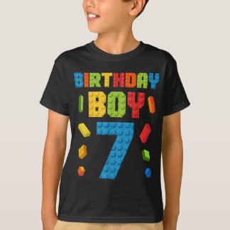 建物ブリック7誕生日少年7 7年 Tシャツ