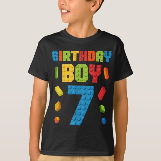 建物ブリック7誕生日少年7 7年 Tシャツ (正面)