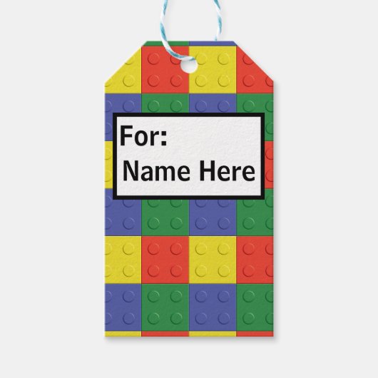 建物ブロックとレンガ名タグ ギフトタグ (正面)