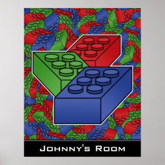 建物ブロックのポスター – 子供用ルーム ポスター