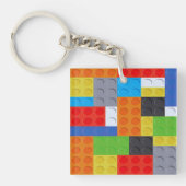 建物ブロックれんが青緑オレンジ色 キーホルダー (正面)