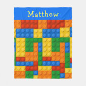 建物ブロックカラフルモノグラム フリースブランケット (正面)