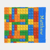 建物ブロックカラフルモノグラム フリースブランケット (正面(横))