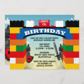 建物ブロックキャッスル誕生日招待状 招待状 (正面/裏面)