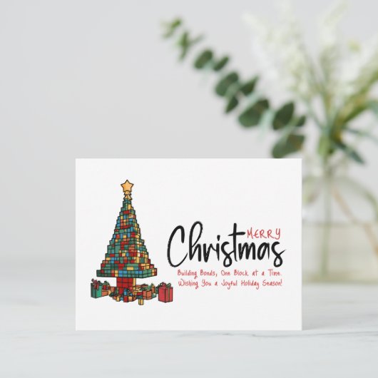 建物ブロッククリスマスツリー企業の シーズンポストカード (スタンド正面)