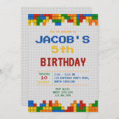 建物ブロックバースデーパーティー 招待状 (正面/裏面)