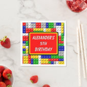 建物ブロックブリックプライマリボーイの誕生日/パーティー スタンダードカクテルナプキン (インサイチュ)