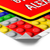 建物ブロックブリックボーイの誕生日パーティバナー ポスター (角)