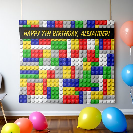 建物ブロックブリックボーイズバースデーパーティーバック タペストリー