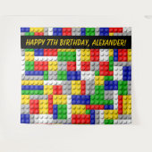 建物ブロックブリックボーイズバースデーパーティーバック タペストリー (正面(横))