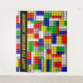 建物ブロックブリックボーイズバースデーパーティーバック タペストリー (正面)