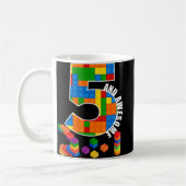 建物ブロックブリック5歳素晴らし誕生日 コーヒーマグカップ (左)