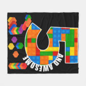 建物ブロックブリック5歳素晴らし誕生日 フリースブランケット (正面(横))