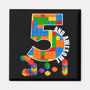 建物ブロックブリック5歳素晴らし誕生日 マグネット