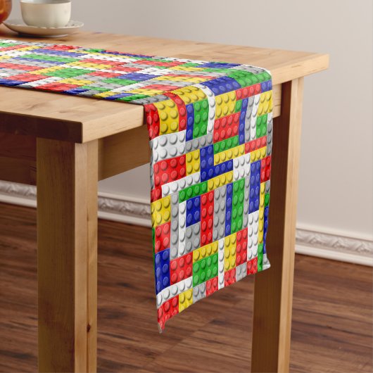 建物ブロックプライマリーカラーボーイの誕生日/パーティー ショートテーブルランナー (インサイチュ)