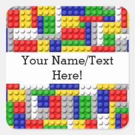 建物ブロックプライマリーカラーボーイの誕生日/パーティー スクエアシール