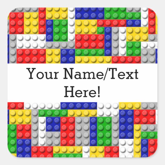 建物ブロックプライマリーカラーボーイの誕生日/パーティー スクエアシール (正面)