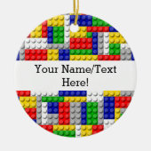 建物ブロックプライマリーカラーボーイの誕生日/パーティー セラミックオーナメント (正面)