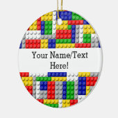 建物ブロックプライマリーカラーボーイの誕生日/パーティー セラミックオーナメント (左)