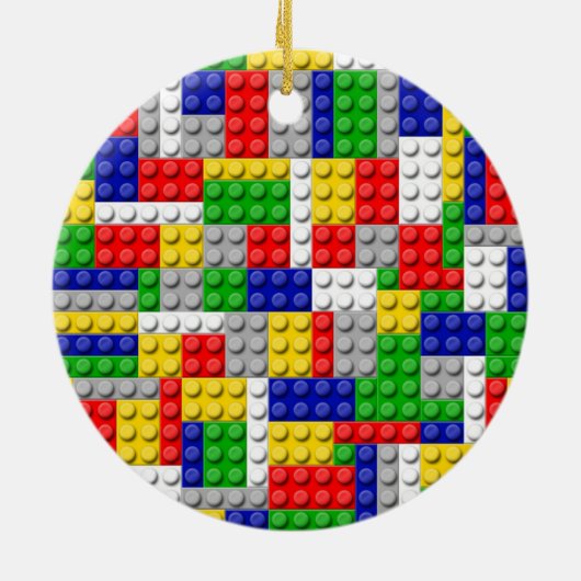 建物ブロックプライマリーカラーボーイの誕生日/パーティー セラミックオーナメント (裏面)
