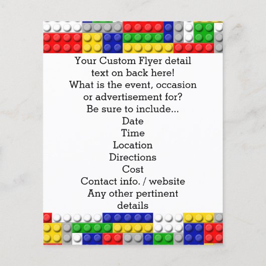 建物ブロックプライマリーカラーボーイの誕生日/パーティー チラシ (裏面)