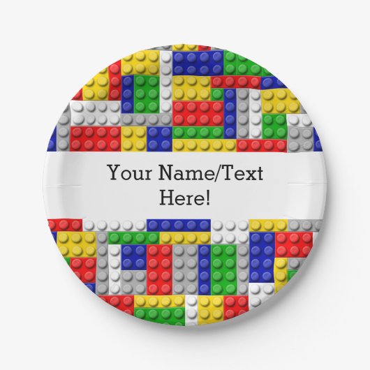 建物ブロックプライマリーカラーボーイの誕生日/パーティー ペーパープレート (正面)