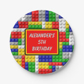 建物ブロックプライマリーカラーボーイの誕生日/パーティー ペーパープレート (正面)
