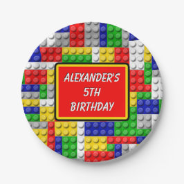 建物ブロックプライマリーカラーボーイの誕生日/パーティー ペーパープレート