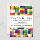 建物ブロックプライマリーカラーボーイの誕生日/パーティー マグネット招待状 (正面)