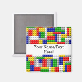 建物ブロックプライマリーカラーボーイの誕生日/パーティー マグネット (正面/裏面)