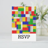 建物ブロックプライマリーカラーボーイの誕生日/パーティー 出欠カード (スタンド正面)