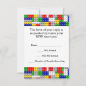 建物ブロックプライマリーカラーボーイの誕生日/パーティー 出欠カード (裏面)