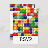 建物ブロックプライマリーカラーボーイの誕生日/パーティー 出欠カード (正面/裏面)