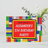 建物ブロックプライマリーカラーボーイの誕生日/パーティー 招待状 (スタンド正面)