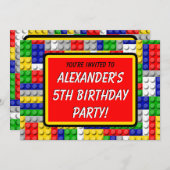 建物ブロックプライマリーカラーボーイの誕生日/パーティー 招待状 (正面/裏面)