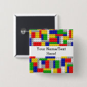 建物ブロックプライマリーカラーボーイの誕生日/パーティー 缶バッジ (正面&裏面)