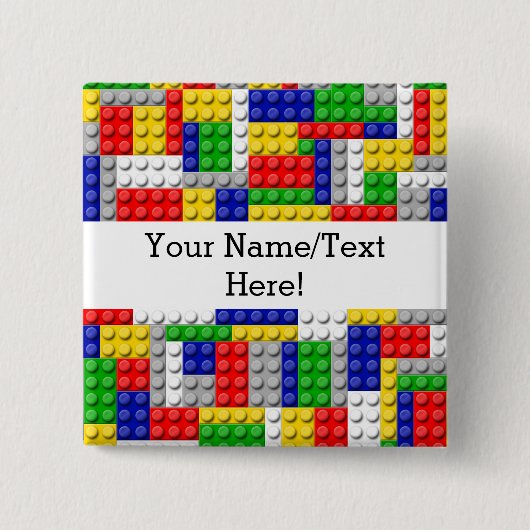 建物ブロックプライマリーカラーボーイの誕生日/パーティー 缶バッジ (正面)