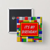 建物ブロックプライマリーバースデーパーティーボーイ 缶バッジ (正面&裏面)