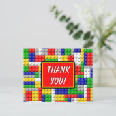 建物ブロックボーイズ誕生日パーティーありがとうメモ ポストカード (スタンド正面)