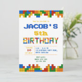 建物ブロックボーイバースデーパーティーの招待 招待状 (スタンド正面)