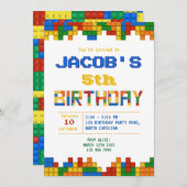 建物ブロックボーイバースデーパーティーの招待 招待状 (正面/裏面)