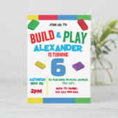 建物ブロックボーイ第6誕生日玩具 招待状 (スタンド正面)