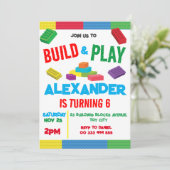 建物ブロックボーイ誕生日玩具 招待状 (スタンド正面)
