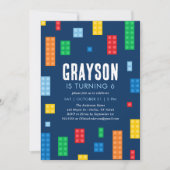 建物ブロックボーイ誕生日 招待状 (正面)
